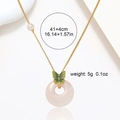 Elegant garden flower necklace with pink crystal ring, green butterfly and pearl detail - Green Butterfly Pink Ring Style (X0374)