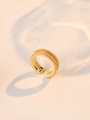 Anello aperto dorato regolabile con intarsio in zircone a doppia fila e finitura luxe - Stile Aperto in Cristallo Micro-Pave a Doppia Fila (J0294)