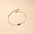 Titanium steel anklet in gold finish with a fine gold 99.9 rectangular bar pendant - 999 Gold Brick Pendant Style (TL0032)