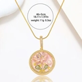 Garden style pink flower enamel necklace with freshwater pearl and 46+5cm gold chain - Twisted Pink Lotus Round Style (X3985)