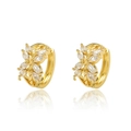 Elegante gouden bloem oorringen met marquise-geslepen zirkonia op witte achtergrond - Marquise Steen Bloem Stijl (E1928)