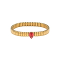 Goldenes Titanstahl-Schlangenarmband mit einem roten tropfenförmigen Edelstein-Anhänger - Wassertropfen Edelstein Elastikstil / Roter Stil (TT0514)