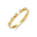 Bracelet jononc élégant en acier titane doré avec cinq breloques triangles sertis - Style Clou Triangle Zircone Dorée (TT0851)