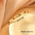 Golden stainless steel bangle with colorful square crystals and 5.8cm inner diameter - SZ-179 Multi-color