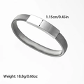Detail view of woven stainless steel bracelet with 1.15cm wide polished metal plate - Steel Color Style (SZ110027)