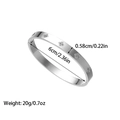Silver stainless steel open bangle with clover pattern engraving and size specifications - Steel Half Circle Inlaid