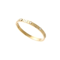 Elegant gold titanium steel bangle featuring five-leaf flower zircon and shell inlay - Gold White
