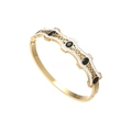 Detailed close-up of retro gold bangle with oval black stones and micro-pave crystals - Gold With Black Zircon