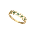 Vintage geometrische goudvergulde titaniumstalen armband met groene acryl inleg - Goudgroen