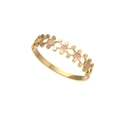 Detail van vergulde geometrische armband met honingraatpatroon en roze schelpen bloemen - Goud Roze