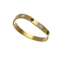 Gouden titanium stalen armband met bloemmotief, zwart emaille en glitterstenen - Goud Zwart Stijl (SZ-310)