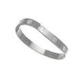 Detail van de gepolijste zilveren armband met parelmoer bloemen en pavé gezette stenen - Staal Wit Stijl (SZ-310)