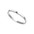 Detailed macro view of silver titanium bangle with colorful zircon gems and white enamel - Silver - Rainbow