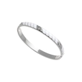 Detailed macro view of silver steel bracelet with white enamel inlay and round cubic zirconia - Silver-White