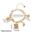 Bohemian gold plated stainless steel chunky bracelet with celestial moon star charms - Star Moon Gold Style (SL110022)