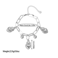 Detail of silver paperclip chain bracelet with heart pendants and 5cm extension chain - Sacred Heart Steel Color Style (SL110023 Steel Color)