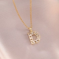 Élégant collier doré avec un pendentif luxueux lettre D orné de zircons cubiques - Collier Pendentif Lettre D / Or