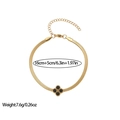 Elegant gold snake chain bracelet featuring a black four-leaf clover charm with size specs - Black