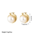 Orecchini a perno vintage dorati con grandi perle bianche e indicazioni della taglia - Stile Perla Grande e Metallo Martellato (ES110443) / Oro