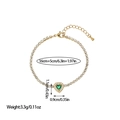 Detail view of gold heart bracelet with green zircon and dimensions 16cm plus 5cm - Heart Emerald Style (SL110049)