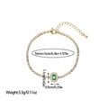 Detail view of titanium steel tennis bracelet with green zircon and sizing specs - Oval Emerald Style (SL110048)