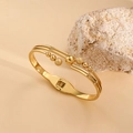 Golden double-layer stainless steel spring bracelet with polished and frosted beads - Seven Beads Style (SZ-004)
