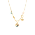 Collier bohème en acier doré avec pendentifs hippocampe, étoile de mer et palmier - Style Coucher de Soleil Océan & Palmier (5#)