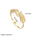 French vintage golden leaf-shaped stainless steel cuff bracelet with 6cm inner diameter - Gold