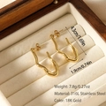 Minimalist 18K gold irregular wave earrings made of polished 316L stainless steel - Irregular Wavy Style (ES-110052)