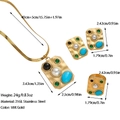 Boho-Schmuckset aus 18K vergoldetem Edelstahl mit bunten Stein-Cabochons besetzt - Gold (3-teiliges Set)