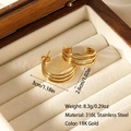 Triple-layered 316L stainless steel hoop earrings with 18K gold finish and 3cm diameter - Three-Layer Hoop 3D Style (ES-110055)