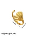 Macro detail of gold ginkgo leaf ring showing 1.78cm size dimensions and 1.3g weight - Ginkgo Leaf Design (JZ153)