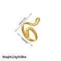 Detail view of gold snake-shaped ring showing dimensions 2.85cm by 1.78cm and 2.4g weight - Segmented Worm Style (JZ53)
