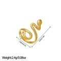 Macro shot showing 18k gold plated leaf ring dimensions of 3.3cm by 1.78cm - Hammered Snake Style (JZ55)
