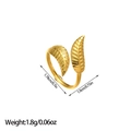 Detailed view of leaf pattern ring showing dimensions 1.9cm outer diameter and weight 1.8g - Double Leaf Closeup Style (JZ26)