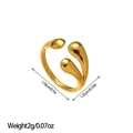 Detail view of 18k gold plated snake ring showing dimensions 1.78cm width and weight 2g - Triple Waterdrop Converging Design (JZ156)