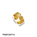 Bague ouverte irrégulière en acier titane doré style bohème avec relief et dimensions - Style Rond en Relief Bohémien (JZ141) / Or
