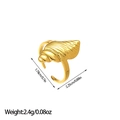 Detailed dimensions of 18k gold shell ring showing 2.25cm width and 2.4g weight - Spiral Shell Design (JZ157)