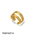 Detail view of gold titanium steel ring showing multi-layer design with size measurements - Multi-layer Parallel Line Style (JZ11)
