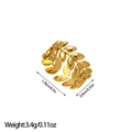 Detailed dimensions of 18k gold plated leaf ring showing weight and size measurements - Olive Branch Leaf Style (JZ29)