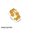 Détails d'une bague dorée en titane avec dimensions 1,78cm diamètre et 0,8cm largeur - Style de Bordure Grainée de Couronne (JZ143) / Or