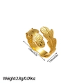 Detailed view of 18k gold plated leaf ring with textured patterns and dimensions - Dot Ripple Leaf Style (JZ32)