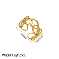 Vue détaillée montrant les dimensions de la bague irrégulière en acier au titane - Style de Chaîne de Cercle Entrelacé (JZ135) / Or