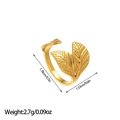 Detail view of 18k gold leaf ring showing size 1.78cm and 2.7g weight specifications - Double Leaf Crisscross Style (JZ34)
