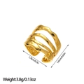 Macro detail of gold plated wavy ring showing 3.8g weight and 1.65cm height dimensions - Multi-layer Wave Hammered Style (JZ165)