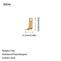 Detail showing 20.8mm stainless steel cowboy boot pendant dimensions and gold texture - Gold Style (B0046)