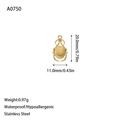 Macro view of gold stainless steel scarab beetle pendant with dimensions and weight - Scarab Style (A0750) / Gold