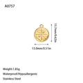 Detail view of 18K gold plated stainless steel star pendant with hammered texture finish - Round Hammered Star Style (A0757) / Gold