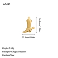Detail van gouden laars hanger met afmetingen van hypoallergeen en waterbestendig roestvrij staal - Gouden Stijl (A0491)