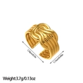 Detail view of 18k gold plated stainless steel ring featuring woven twist texture design - 3D Braided Style (JZ39)